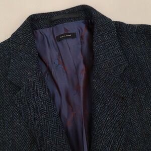 Peter Christian Harris Tweed Blazer Mens 42R Blue Herringbone Sport Coat NEW